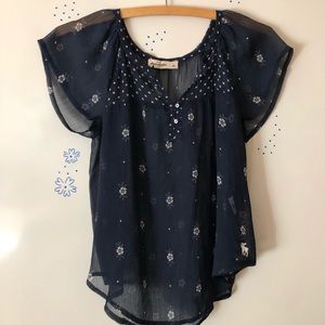 Abercrombie kids Floral Blue Top